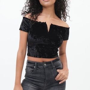 Aeropostale Velvet Off-The-Shoulder Crop Top